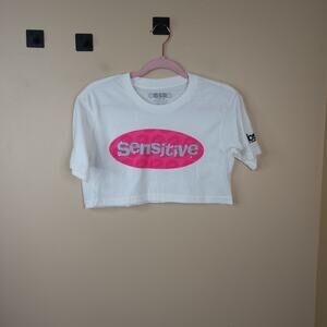 BSR by Samii Ryan Sensitive Crop Short Sleeve Tee in White Size S